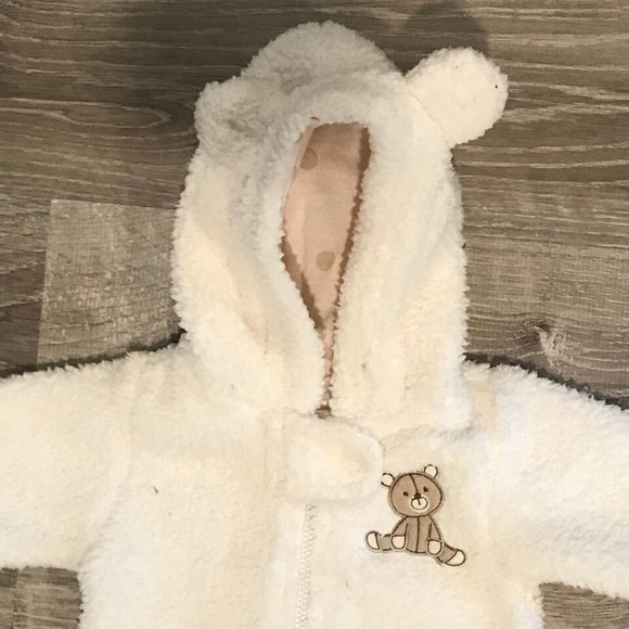 Carter's Newborn Infant Baby Fleece Bear Body Jacket - White - Picture 2 of 3